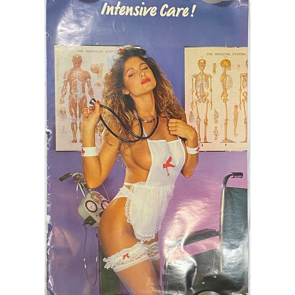 Vintage Verkerke Intensive Care! Poster Sexy Nurse 1989 24x36"